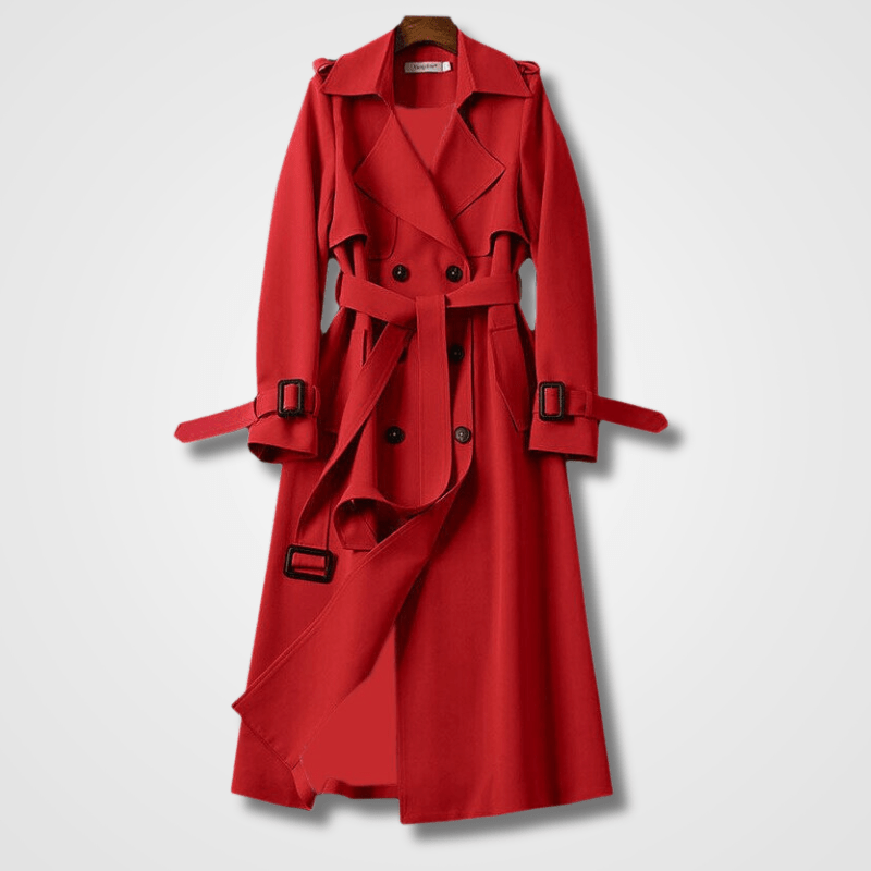 WW | Long Trench Coat - Belted Waist - Lightweight Polyester - Timeless Outerwear