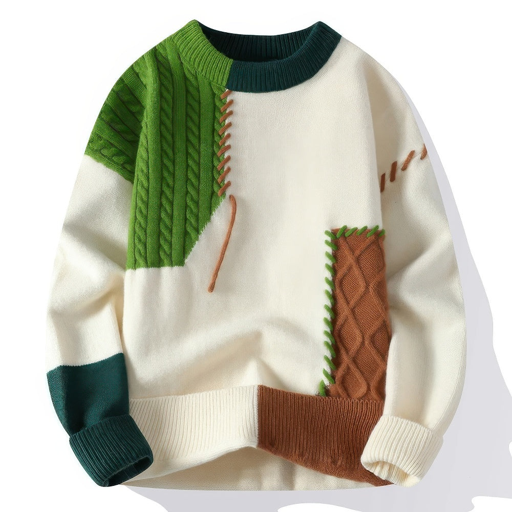 WW | Unisex-Pullover mit Rollkragen im Patchwork-Stil