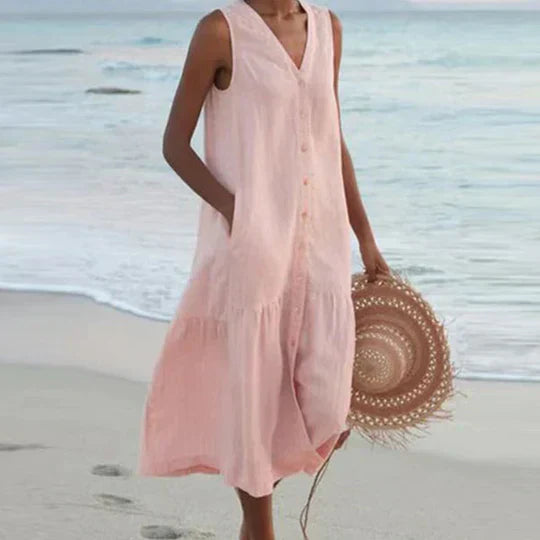WW | Sanftes Pink Leinenkleid