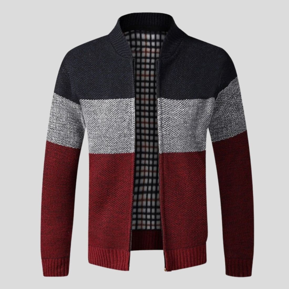 WW | Strickjacke Reißverschluss Gerippter Kragen, Bündchen Und Saum Bequeme Passform
