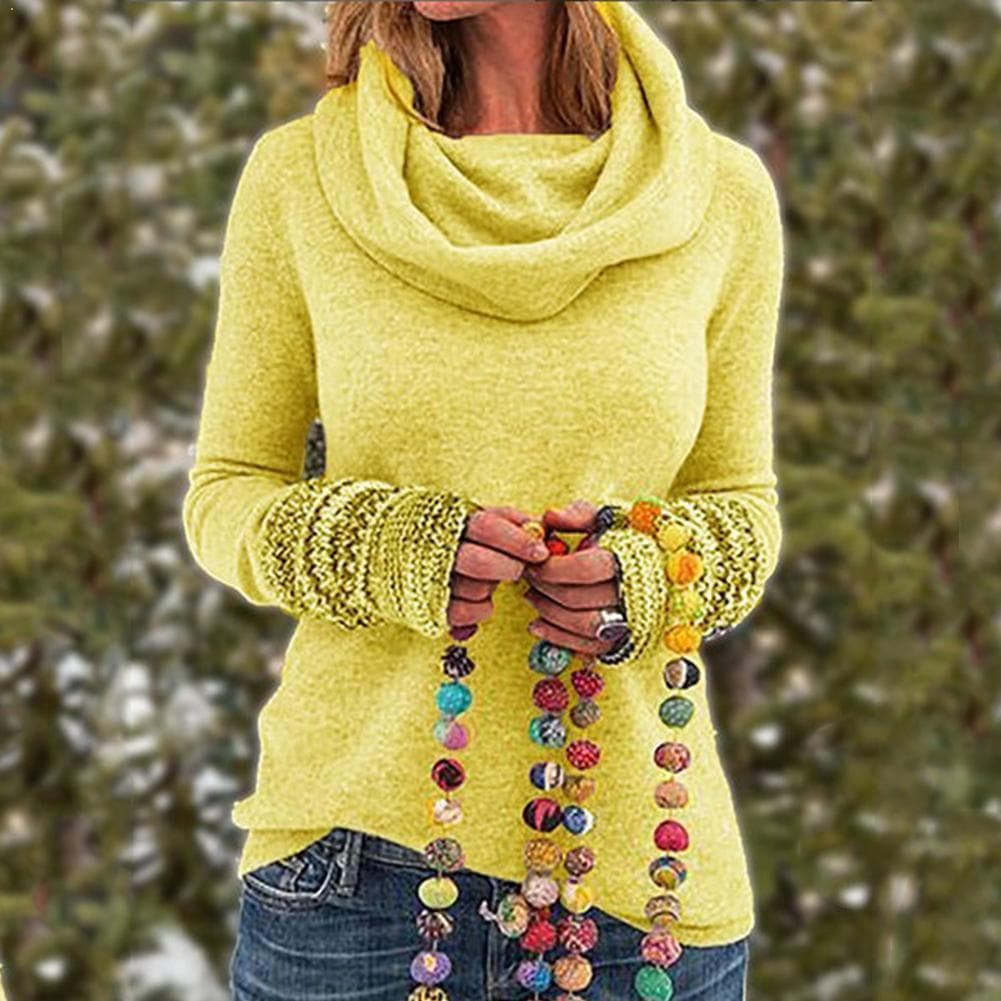 WW | Knitted Sweater Soft knit Loose fit Roll neck Textured cuffs