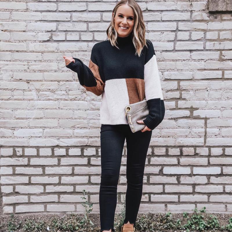 WW | Strickpullover - Oversized Fit - Blockmuster - Weich und Warm