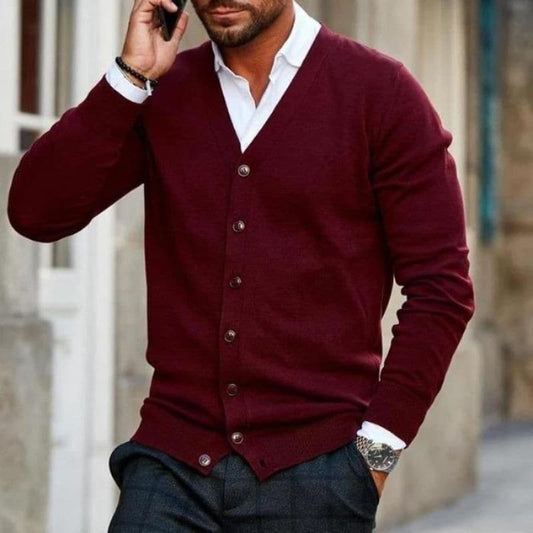WW | Modischer Business Strickjacke Mit Druckknopfleiste
