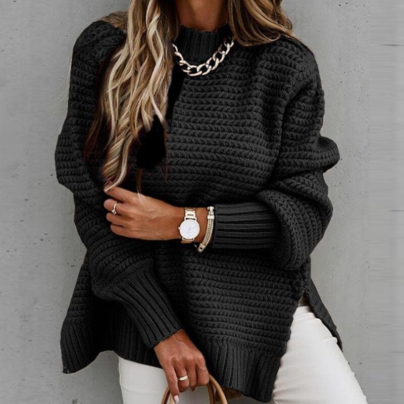 WW | Strickpullover - Oversized Schnitt - Hoher Ausschnitt - Weich und Warm