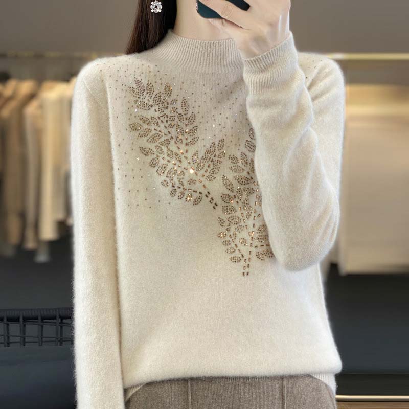 WW | Knitted Sweater with Pretty Leaf Pattern