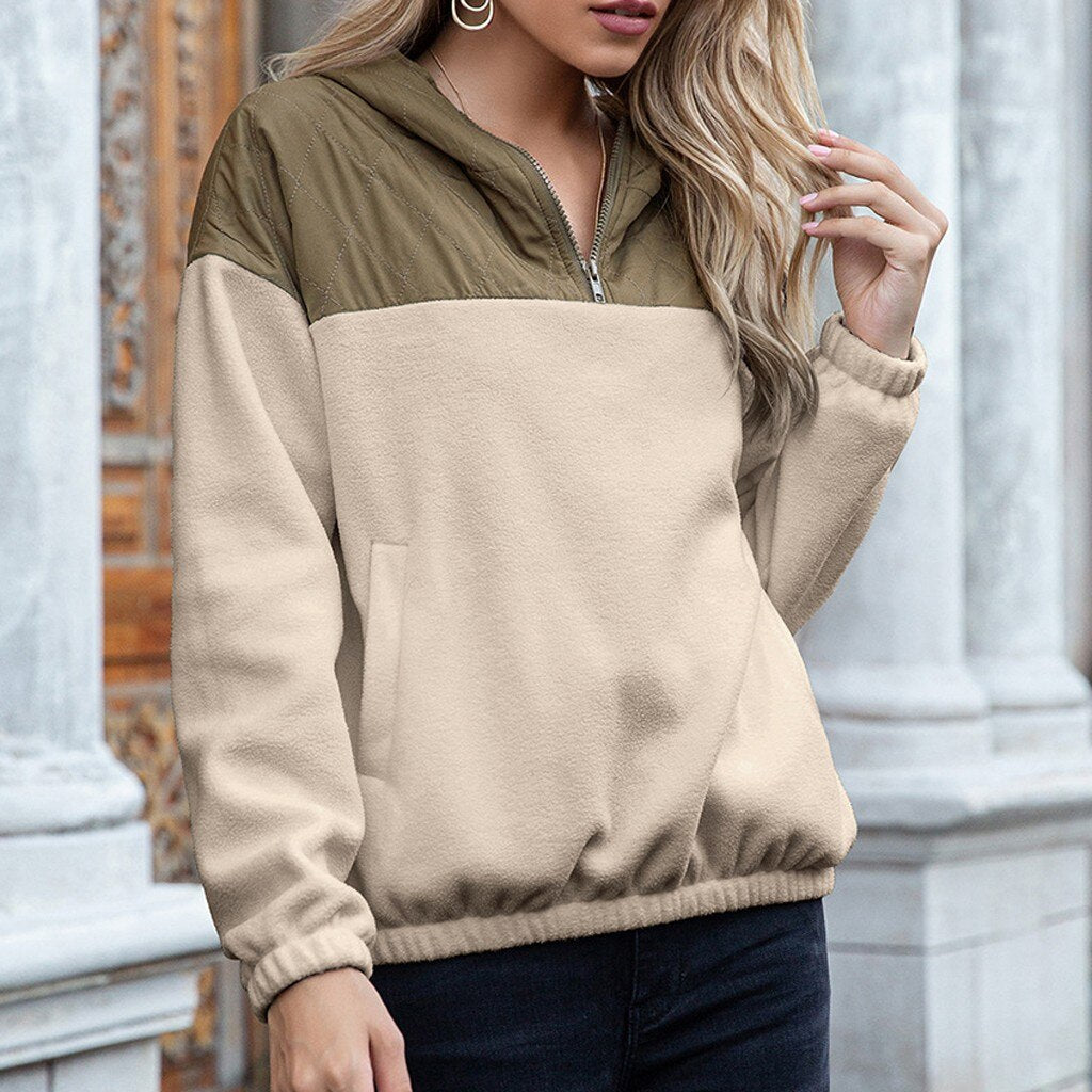 WW | Stylischer Kapuzenpullover Mit Zwei Farben