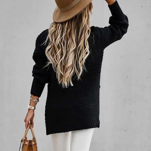 WW | Strickpullover - Oversized Schnitt - Hoher Ausschnitt - Weich und Warm