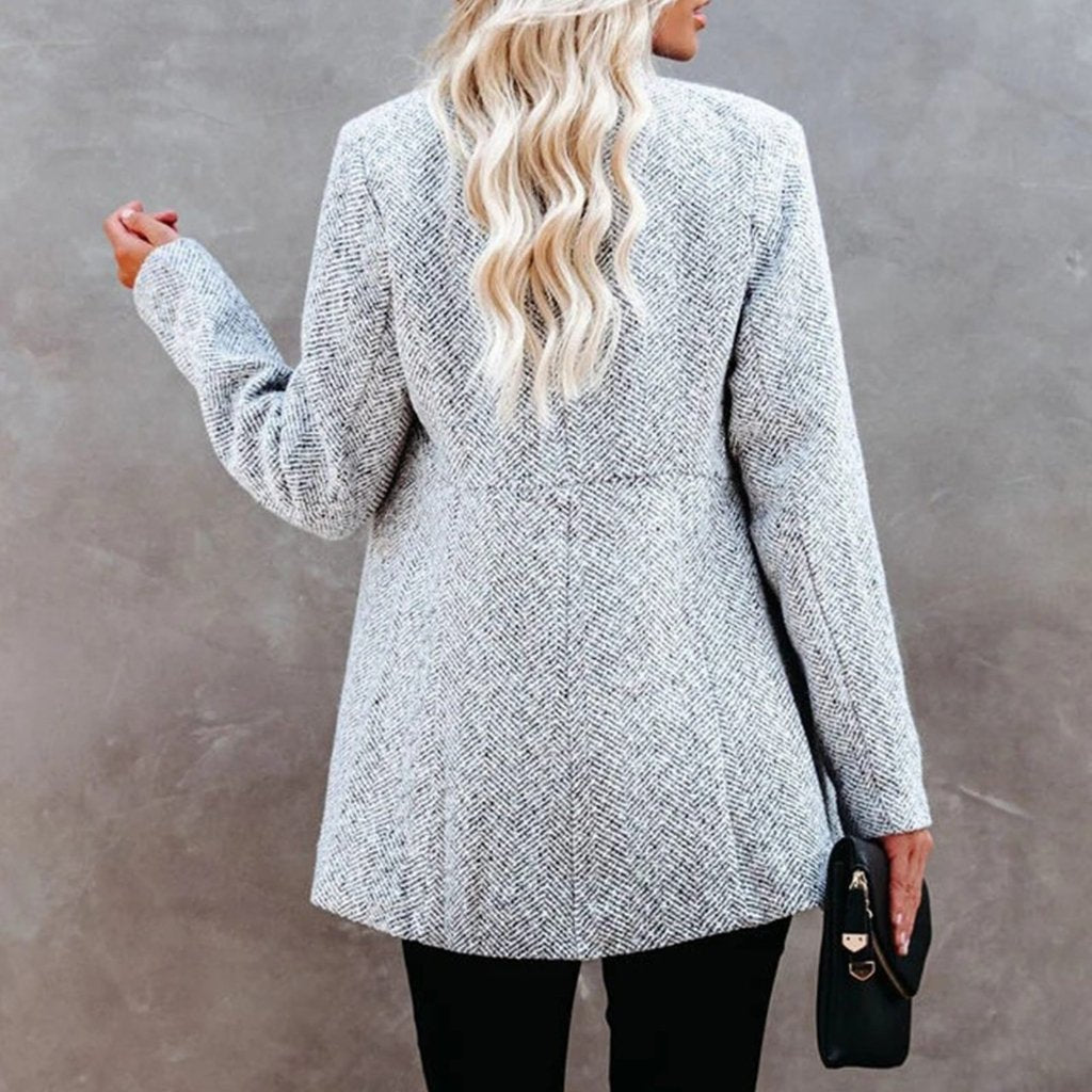 WW | Coat - Structured Design - Stand-up Collar - Mid-length - Elegant and Warm