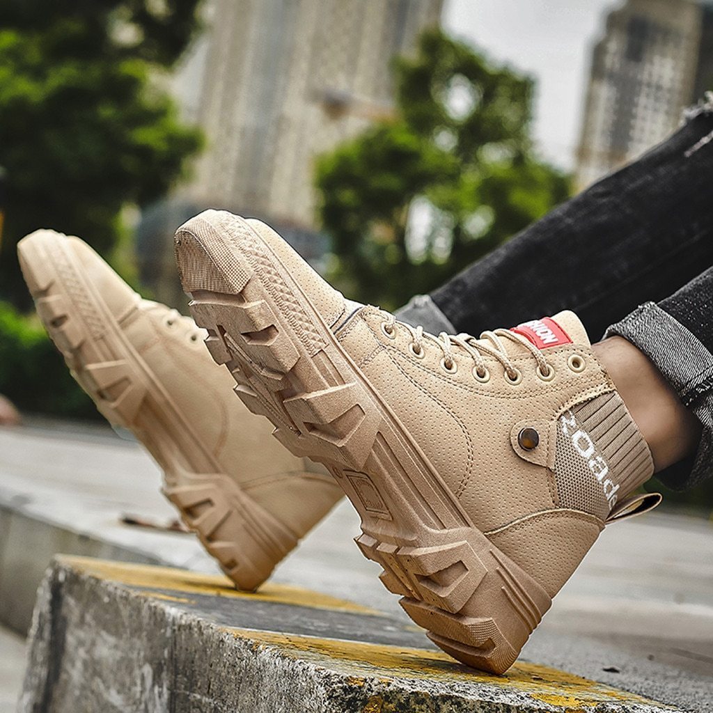 WW | Schuhe Hohe Sneaker Strapazierfähige Sohle Schnürung Bequemer Rippkragen