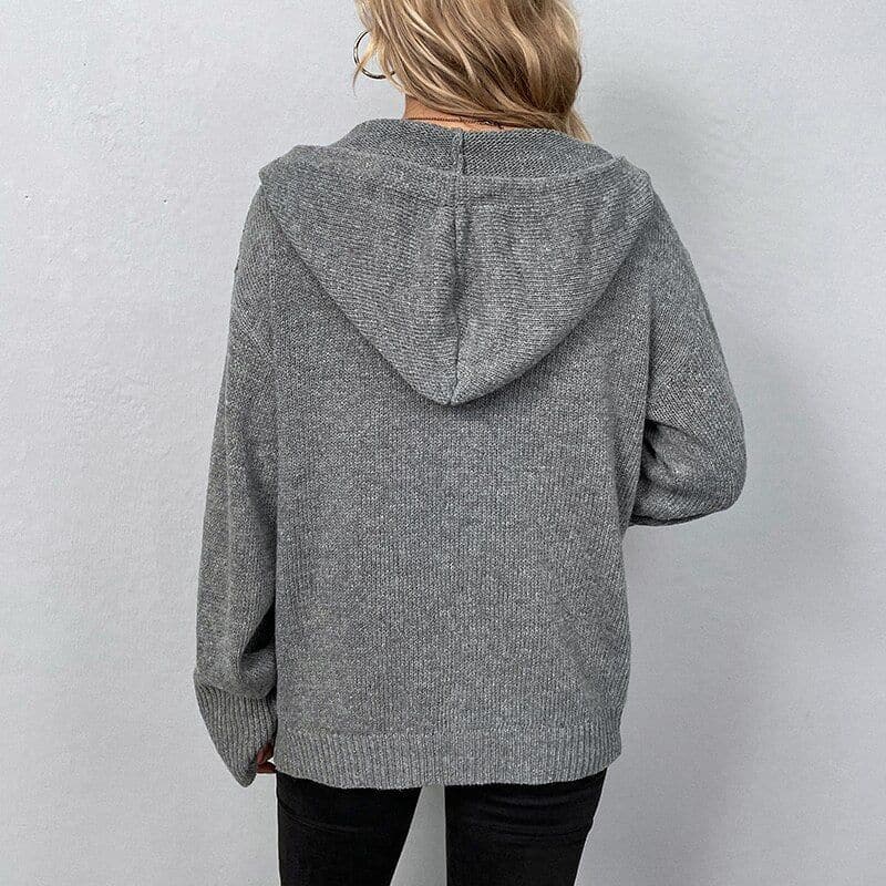 WW | Strickcardigan -weich und warm - mit Kapuze und Knopfverschluss - lockere Passform
