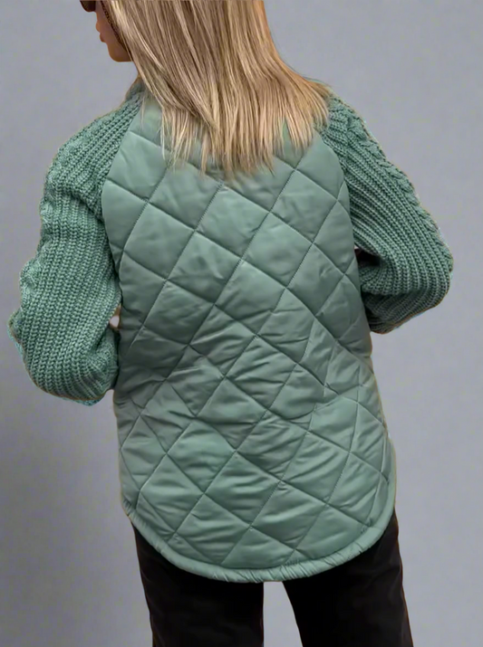 WW | Damen Gemütliche Gefütterte Jacke Mit Strickärmeln
