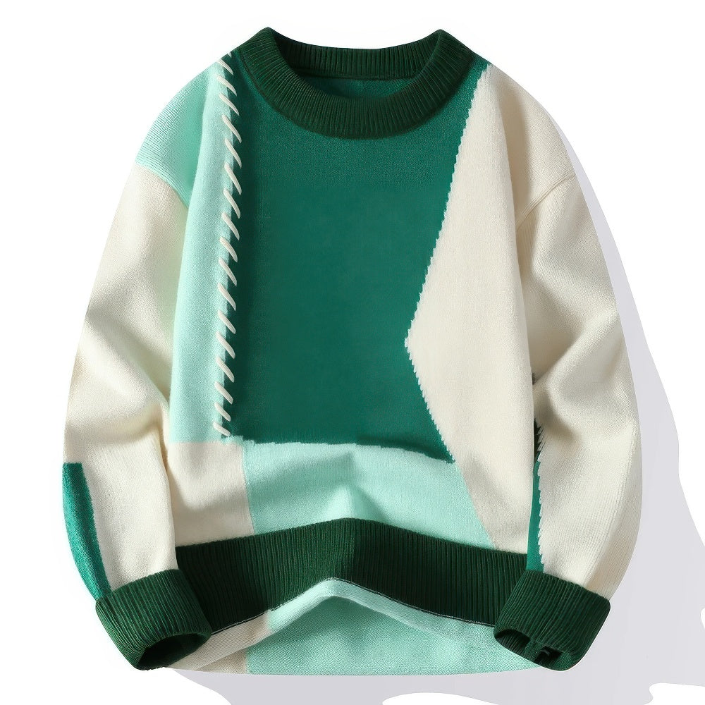 WW | Unisex-Pullover mit Rollkragen im Patchwork-Stil