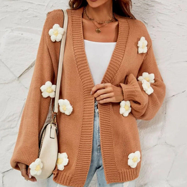 WW | Cardigan with 3D Flower Embellishment