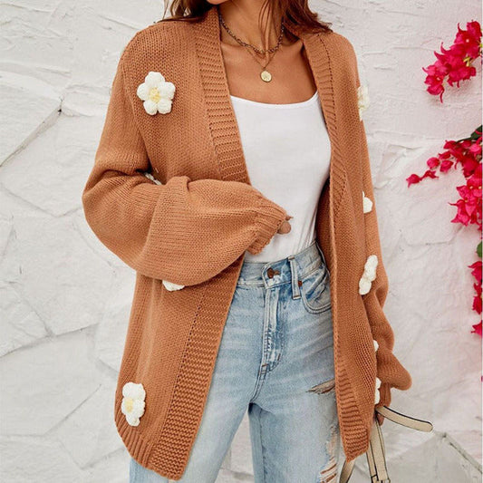 WW | Cardigan with 3D Flower Embellishment