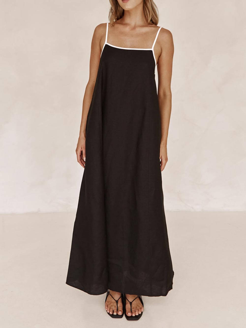 Summer A-line dress with contrasting straps