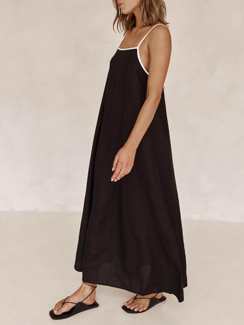 Summer A-line dress with contrasting straps