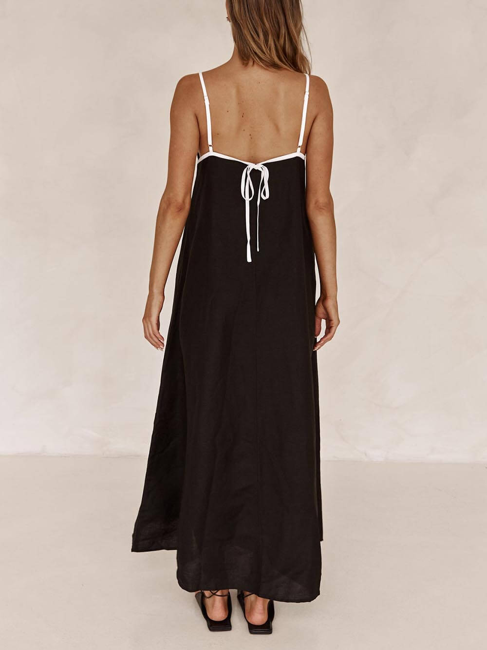 Summer A-line dress with contrasting straps