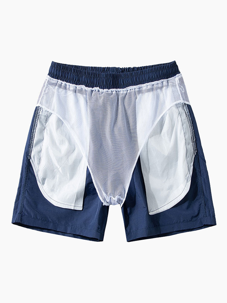 Hemd mit Pinselstrichmuster und Badehose mit Knopfleiste