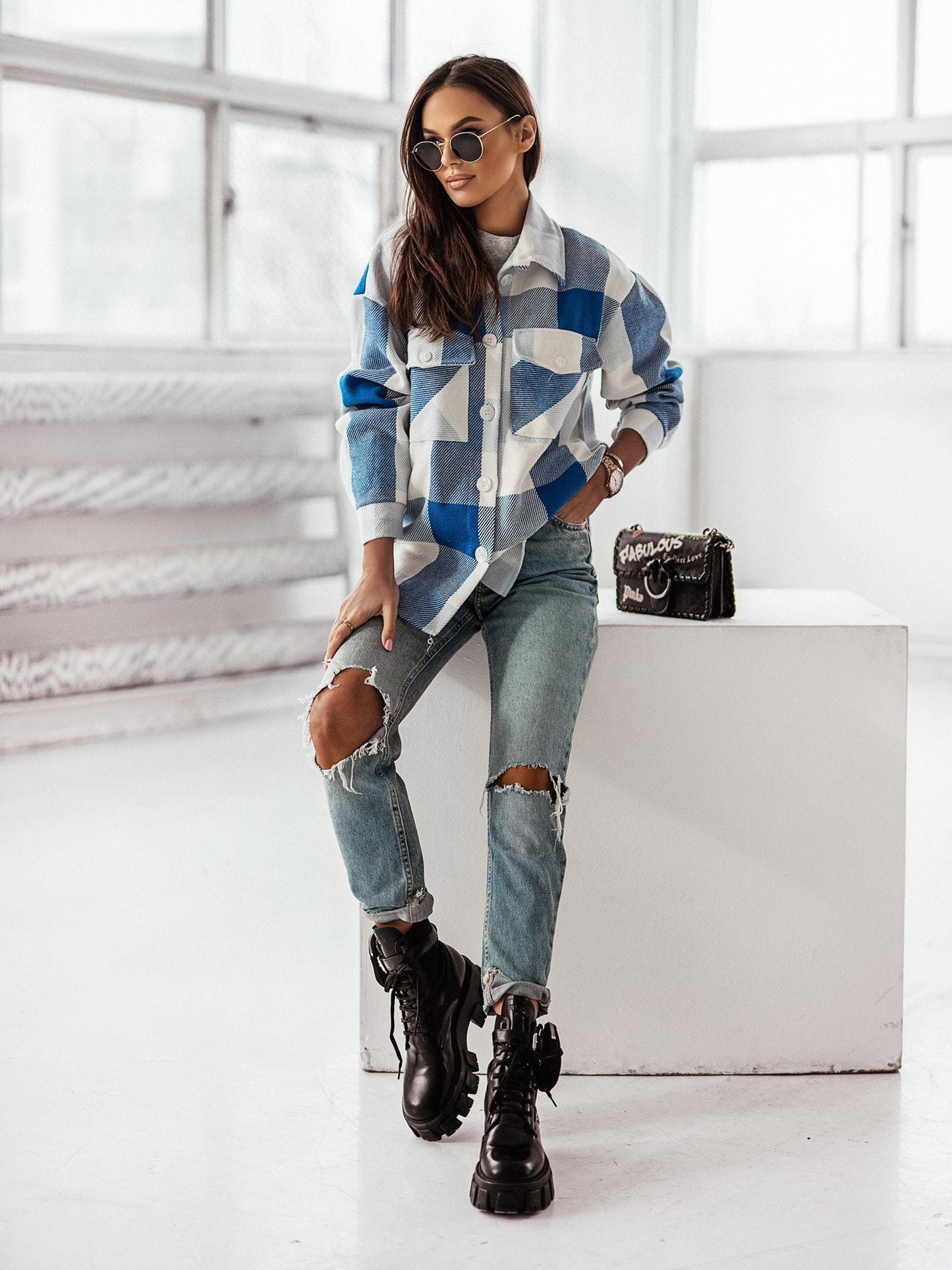 WW | Karo Shacket - Polyester-Mischung - Auffällig und Trendy