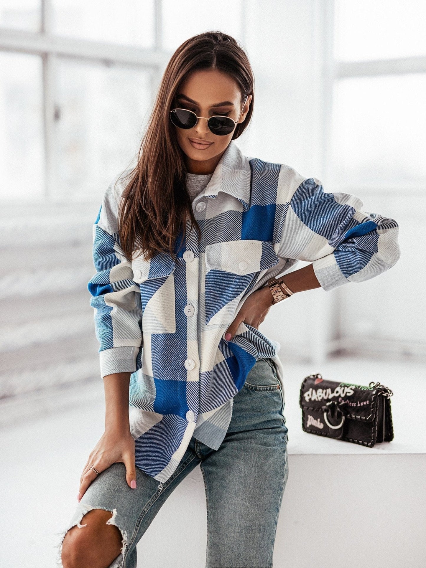 WW | Karo Shacket - Polyester-Mischung - Auffällig und Trendy