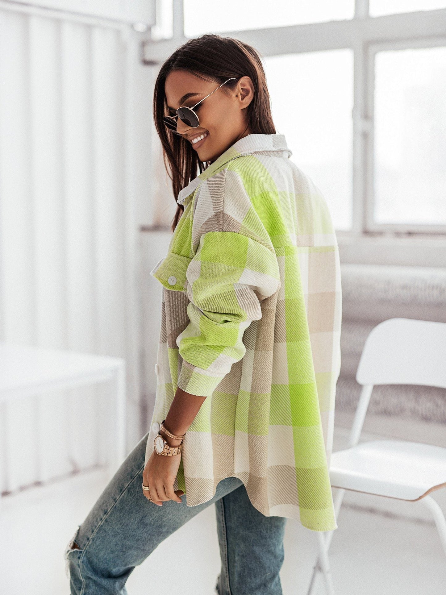 WW | Karo Shacket - Polyester-Mischung - Auffällig und Trendy