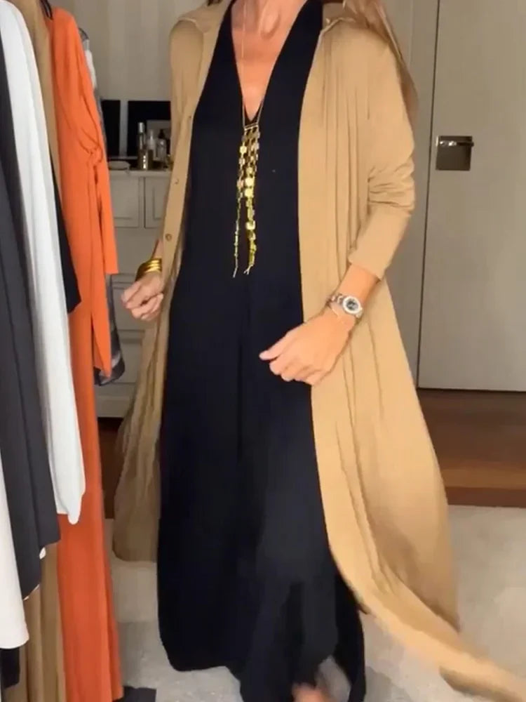 WW | Lässiger Einfarbiger Strickjacke