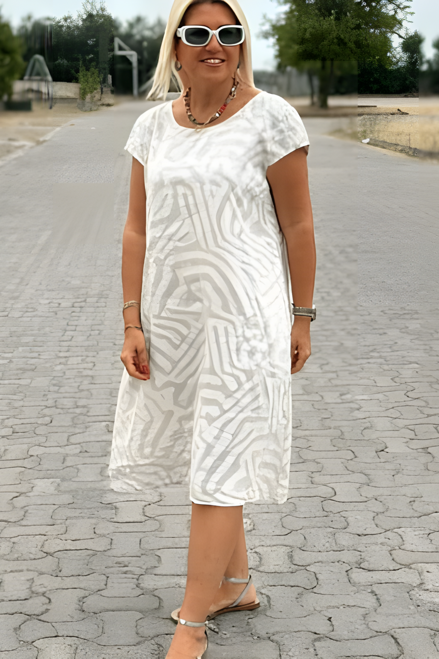 Nelia™ | Round Neck Vintage Print Summer Dress