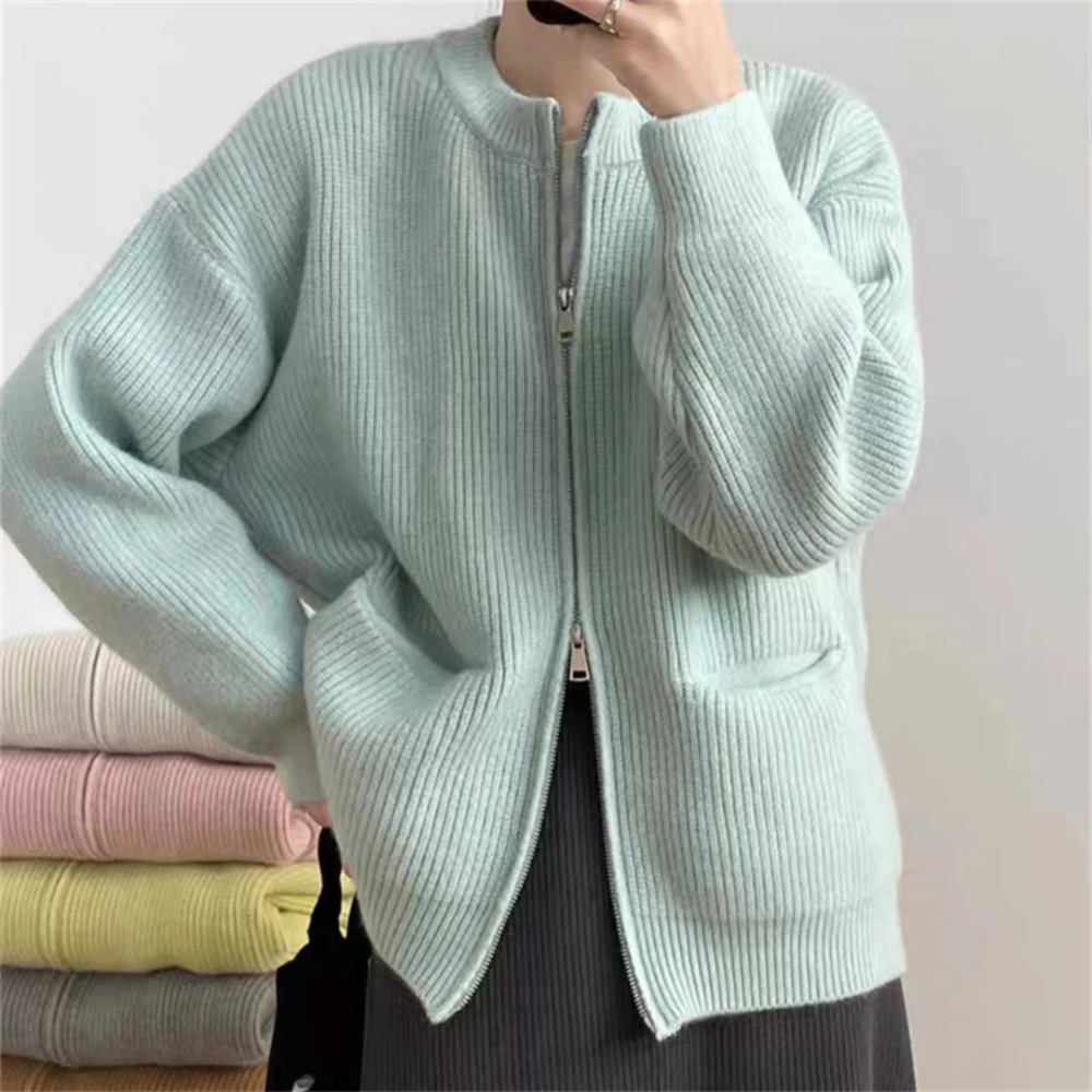 WW | Elegant plus-size women's zip-up cardigan for comfort