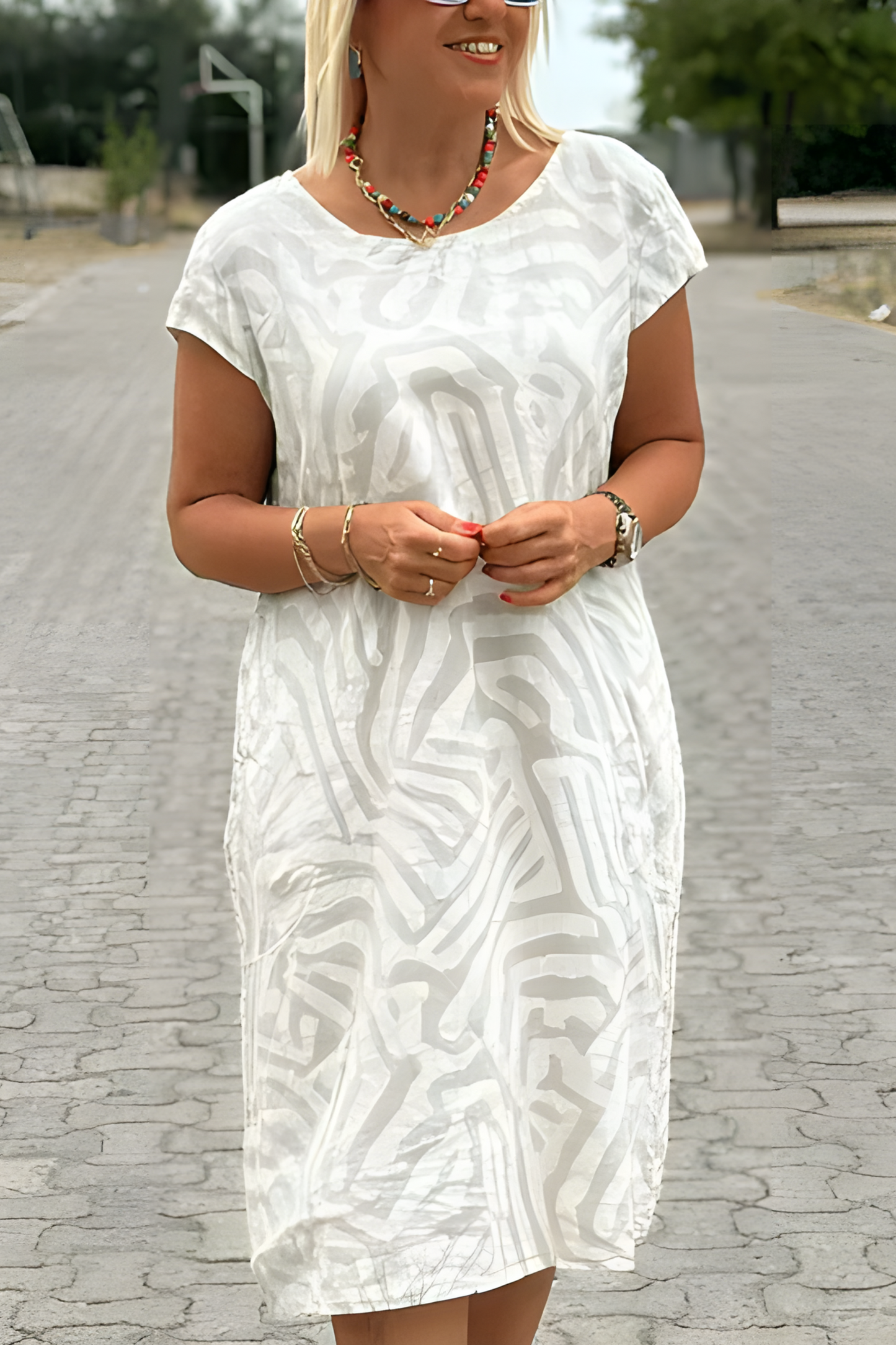 Nelia™ | Round Neck Vintage Print Summer Dress