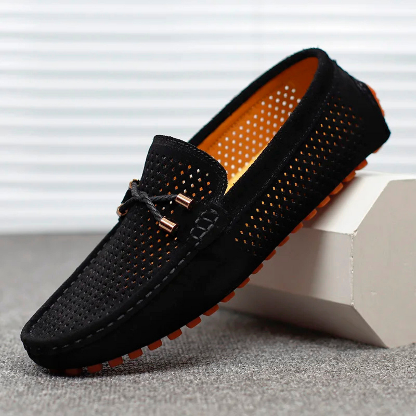 Miro Perforated Leather Loafers - Black