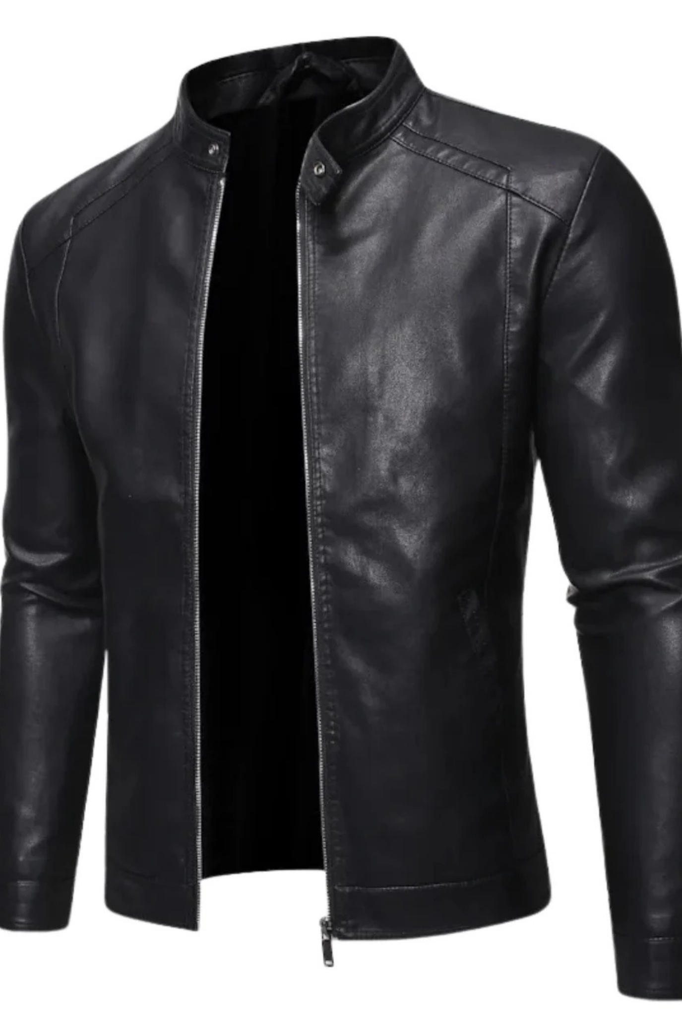 Neil | Leather jacket with stand-up collar