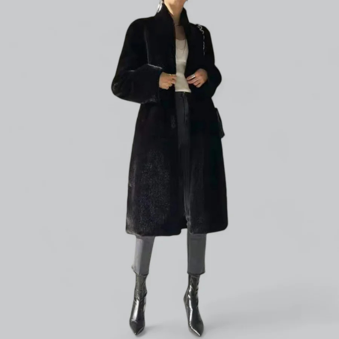 WW | Women's Black Slim Fit Long Trench Coat Classic Style