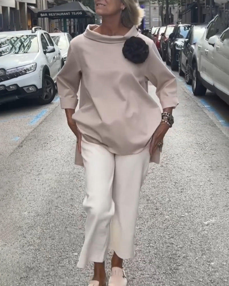 WW | Blouse with Asymmetrical Cut and Long Sleeves