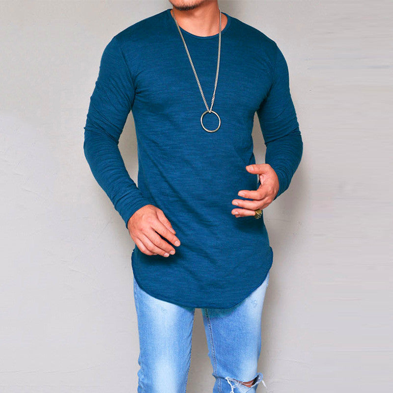 WW | Langarm T Shirt Slim Passform Rundhals Weiche Atmungsaktive Baumwollmischung