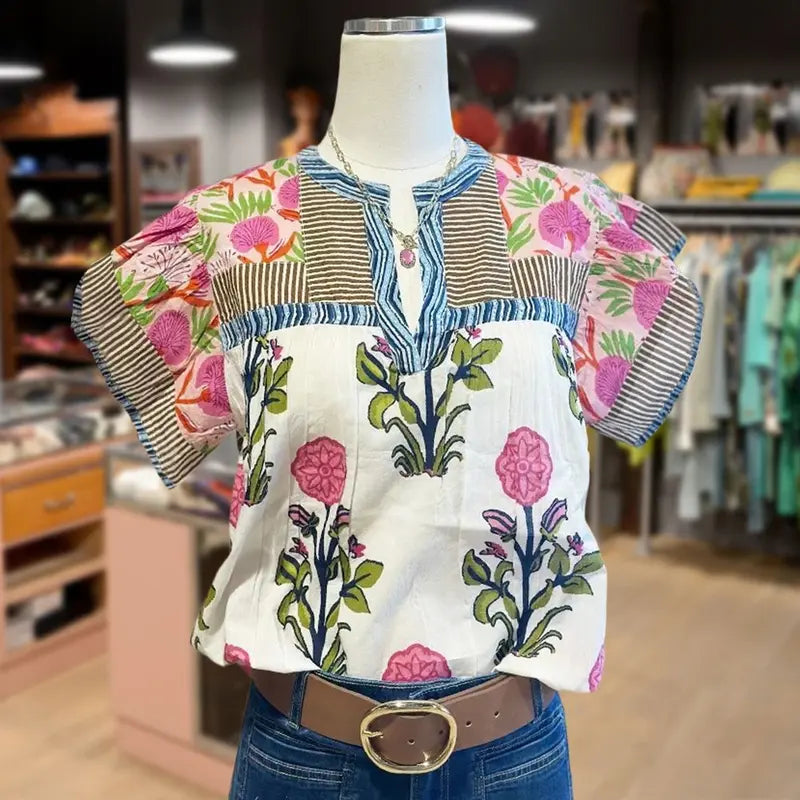 Idoia™ | Bluse mit floraler Stickerei