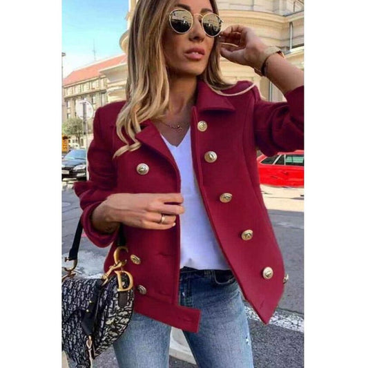 WW | geknopfter militärisch inspirierter Blazer - auffällige goldene Knöpfe - Wollmischung - lässige & smarte Bekleidung