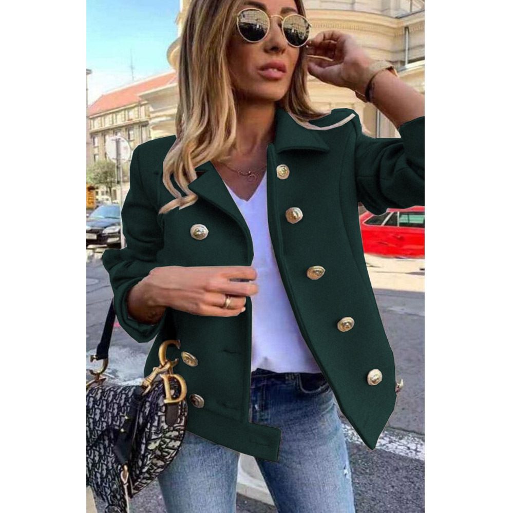WW | geknopfter militärisch inspirierter Blazer - auffällige goldene Knöpfe - Wollmischung - lässige & smarte Bekleidung