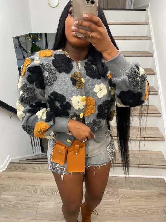 WW | 3D Floral Patchwork Jacket - Statement Piece - Polyester Blend - Trendy Streetwear