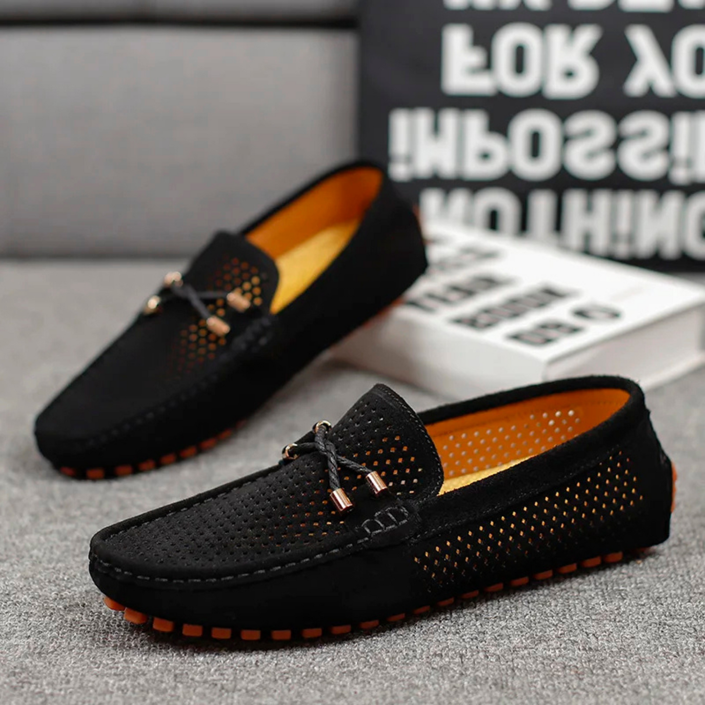 Miro Perforated Leather Loafers - Black