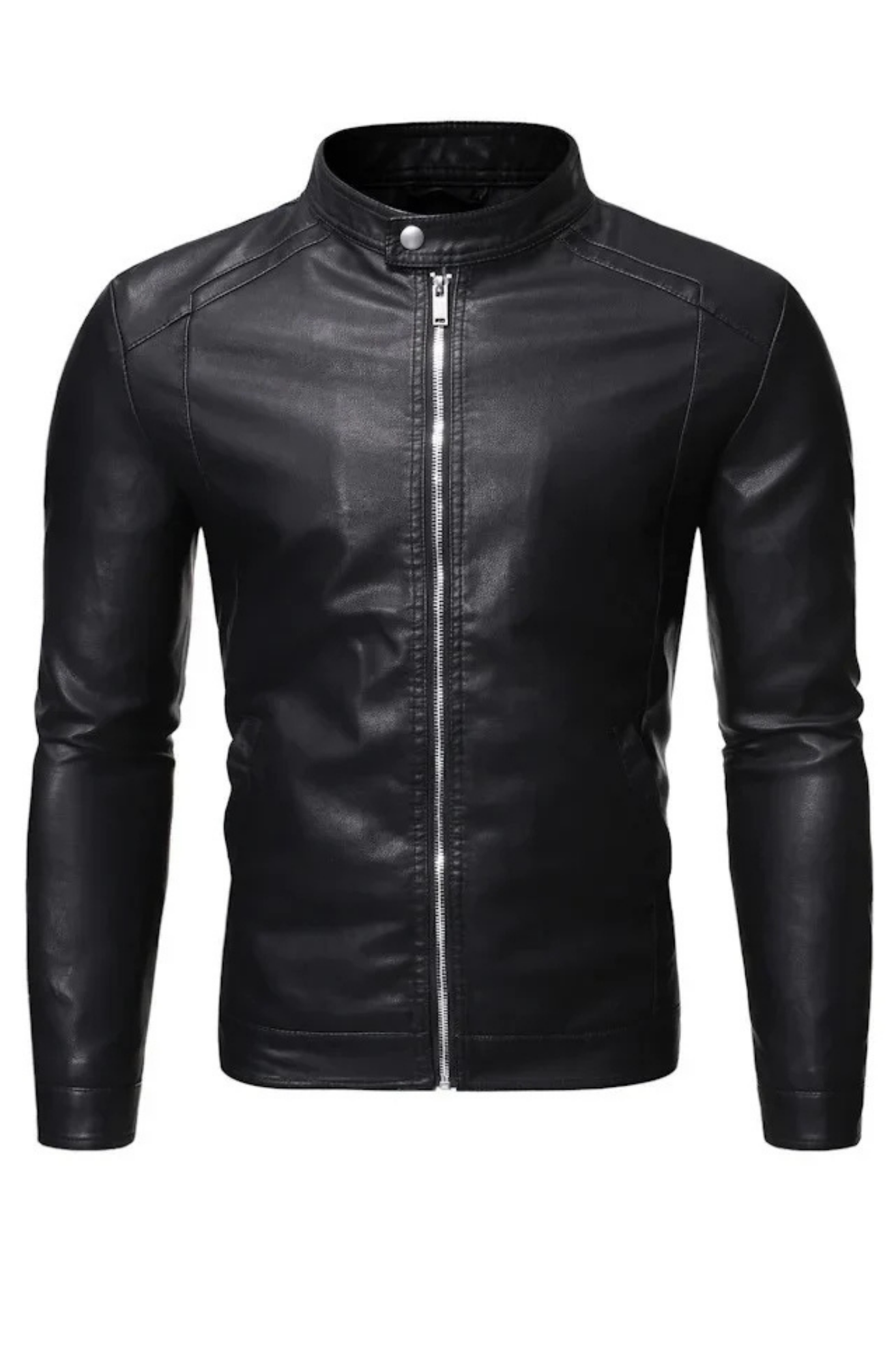 Neil | Leather jacket with stand-up collar