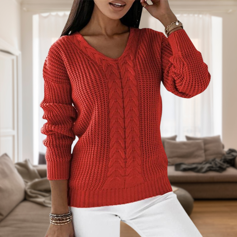 WW | Fashionable V-neck knit sweater