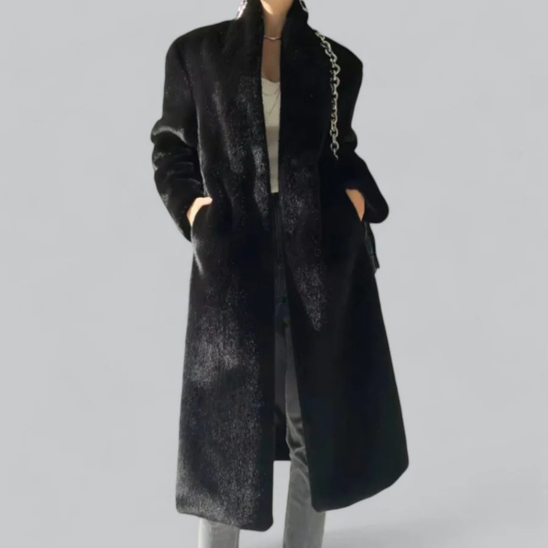 WW | Women's Black Slim Fit Long Trench Coat Classic Style