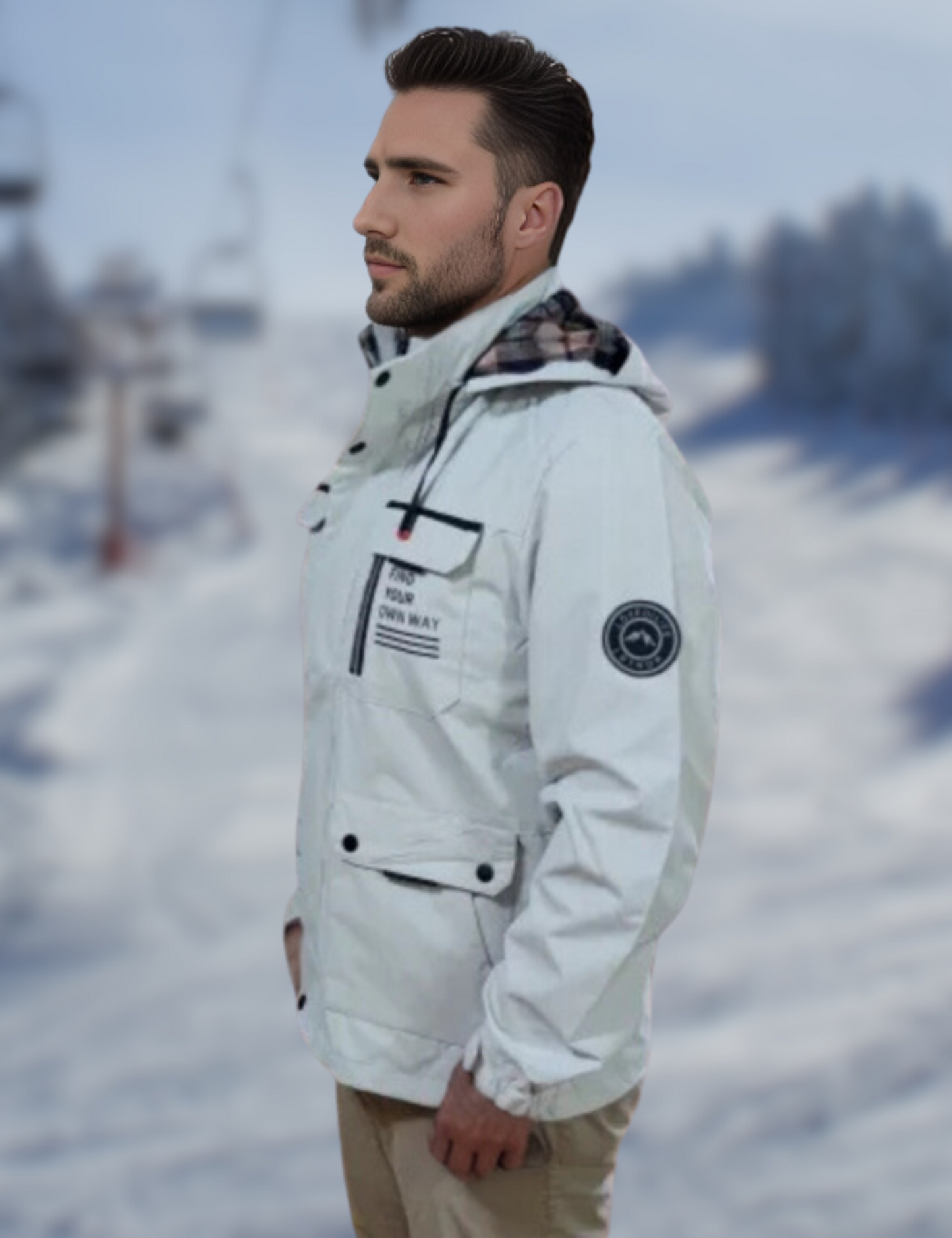 WW | Herren Mid-Länge Windbreaker Jacke - Mit Kapuze