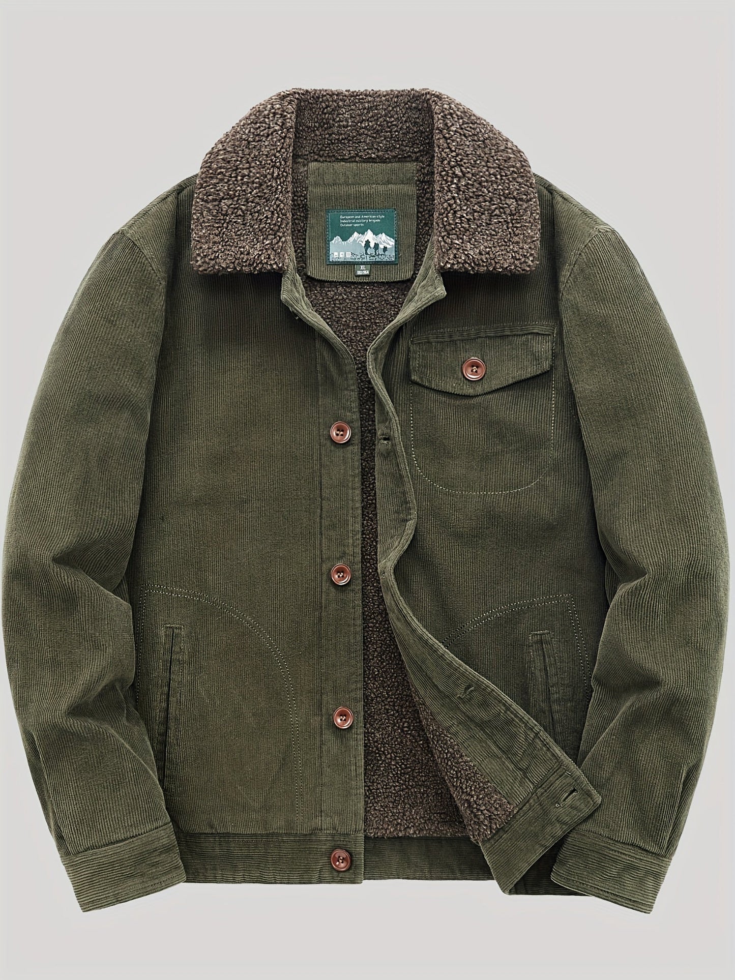 WW | Fleece Button Outdoor Jacket Lightweight With Chest Pocket For Men - Perfect For Outdoor Activities