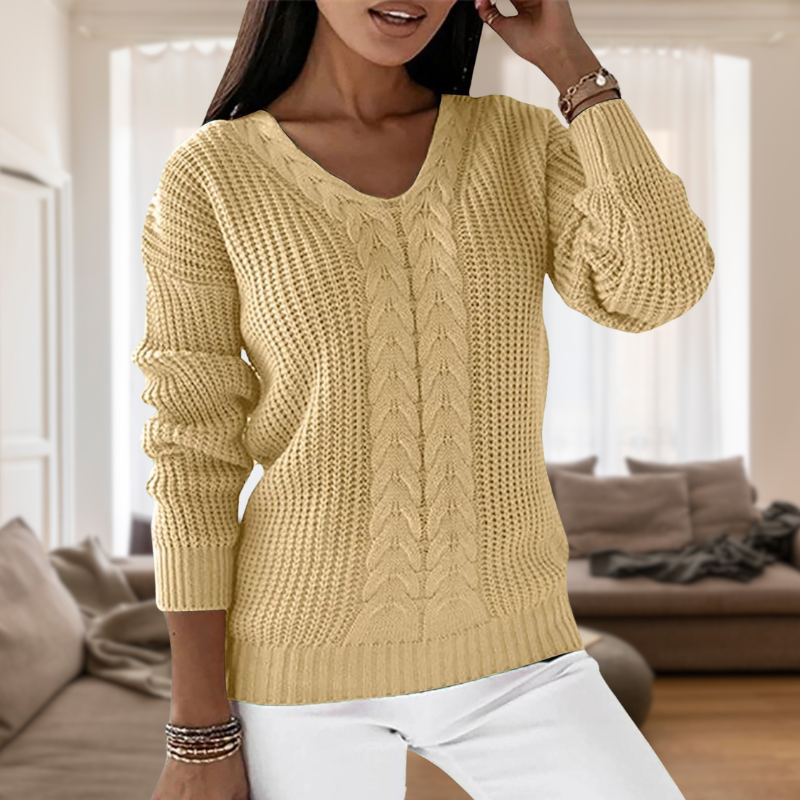 WW | Fashionable V-neck knit sweater