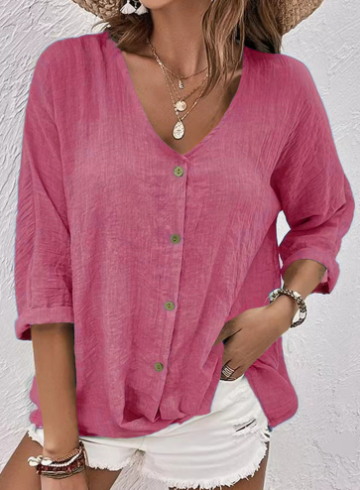 WW | Entspannter Pullover mit V-Ausschnitt, Kurzen Ärmeln und Bluse