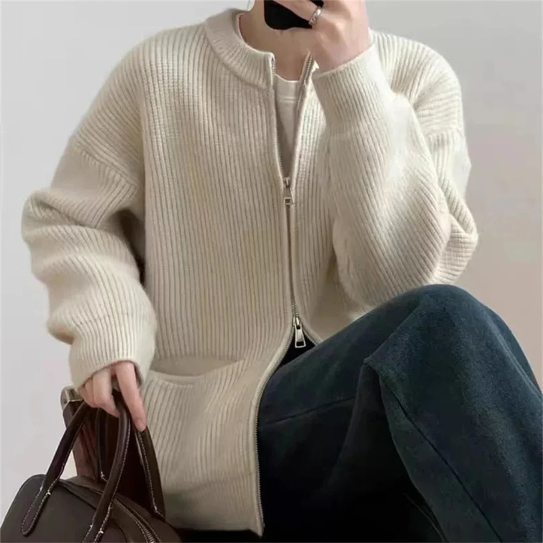 WW | Cardigan Ribbed Knit Zip Fastening And Pockets Casual Fit