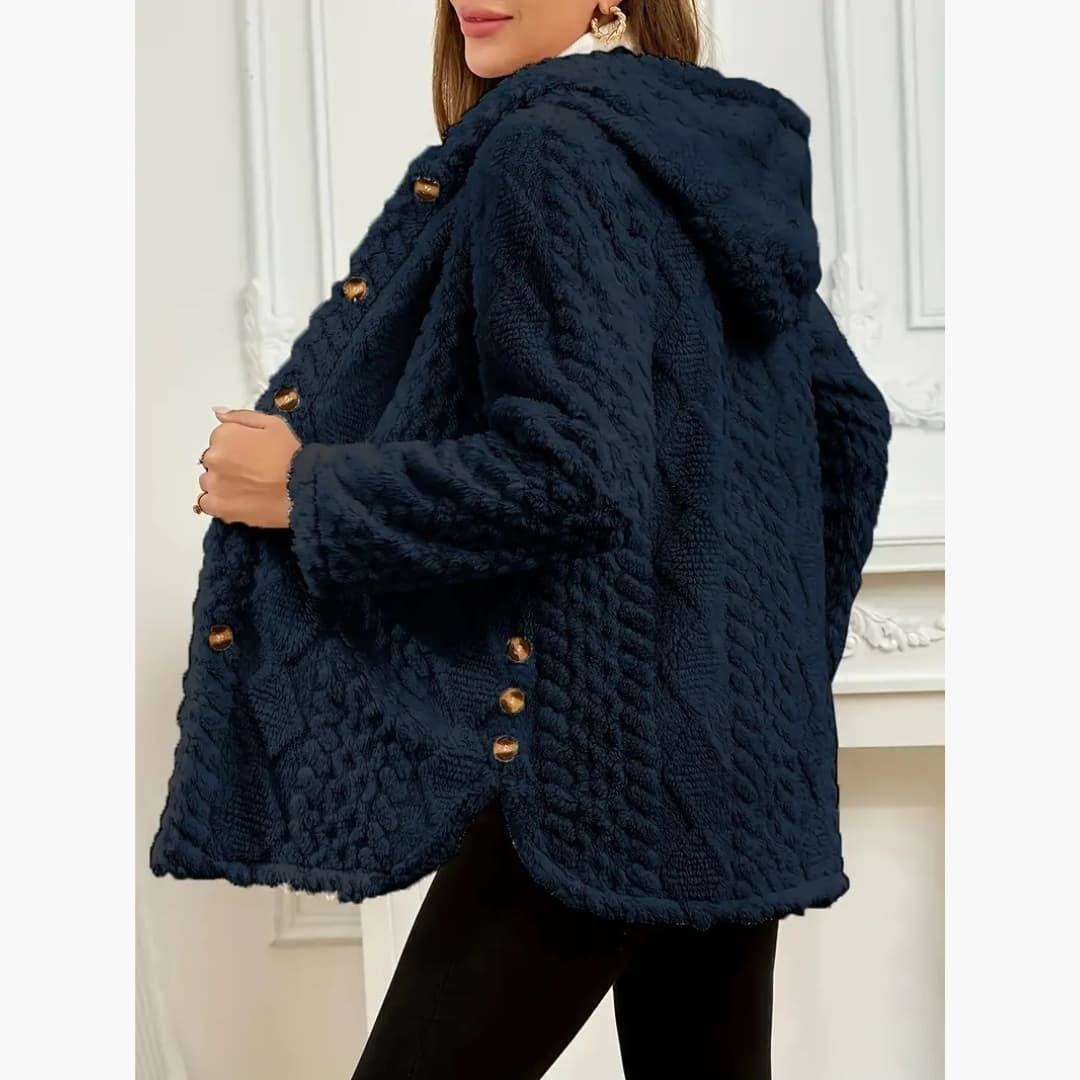 WW | Women's Cozy Hoodie with Teddy Pullover and Button Front