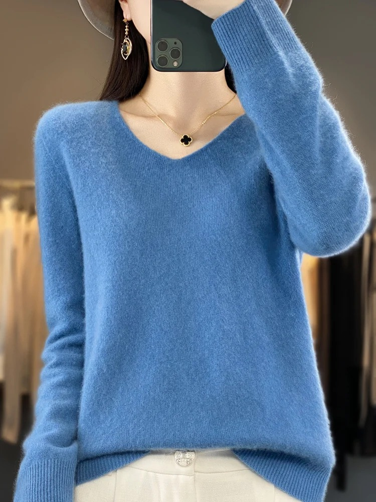WW | Cashmere Pullover Damen Eleganter V-ausschnitt, Weich & Komfortabel