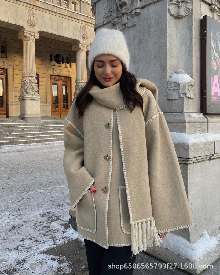 WW | Blend Cape Mantel - Fransenbesatz - Übergröße - Elegante Statement-Oberbekleidung